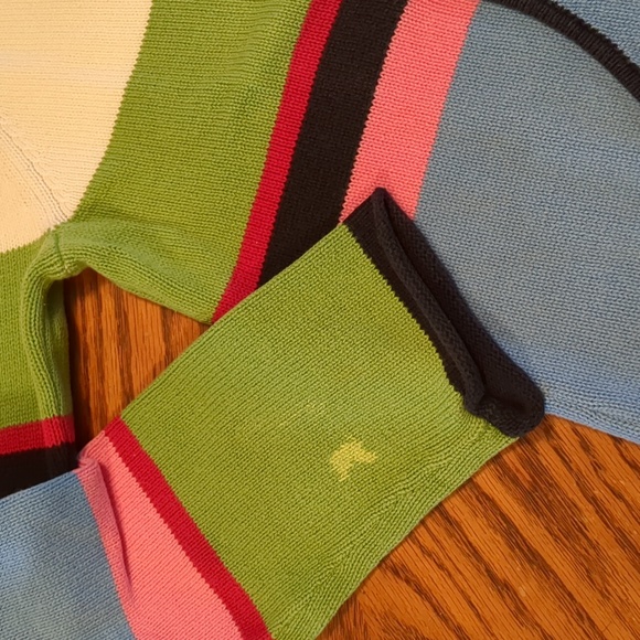 Liz Claiborne Hooded Raglan Sleeve Kangaroo Pocket Striped Sweater Petite S - Picture 7 of 8